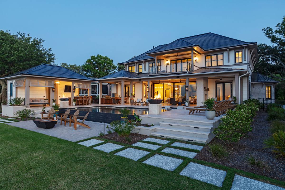 Charleston home at dusk